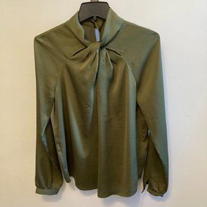 Banana Republic Long Sleeved High Neck Green Blouse Size S